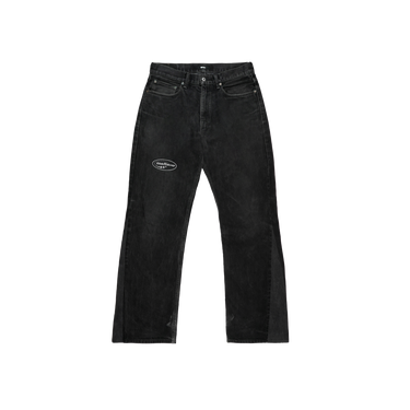Reworked Vintage Denim Pant Patch Logo, Black